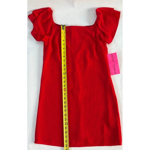 Betsey Johnson Red Flutter Sleeve Square Neck Mini Sheath Dress Size 4 NWT - Picture 2 of 14
